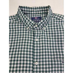 Vineyard Vines Classic Fit Size XL Mens Green White Check Tucker Logo Shirt